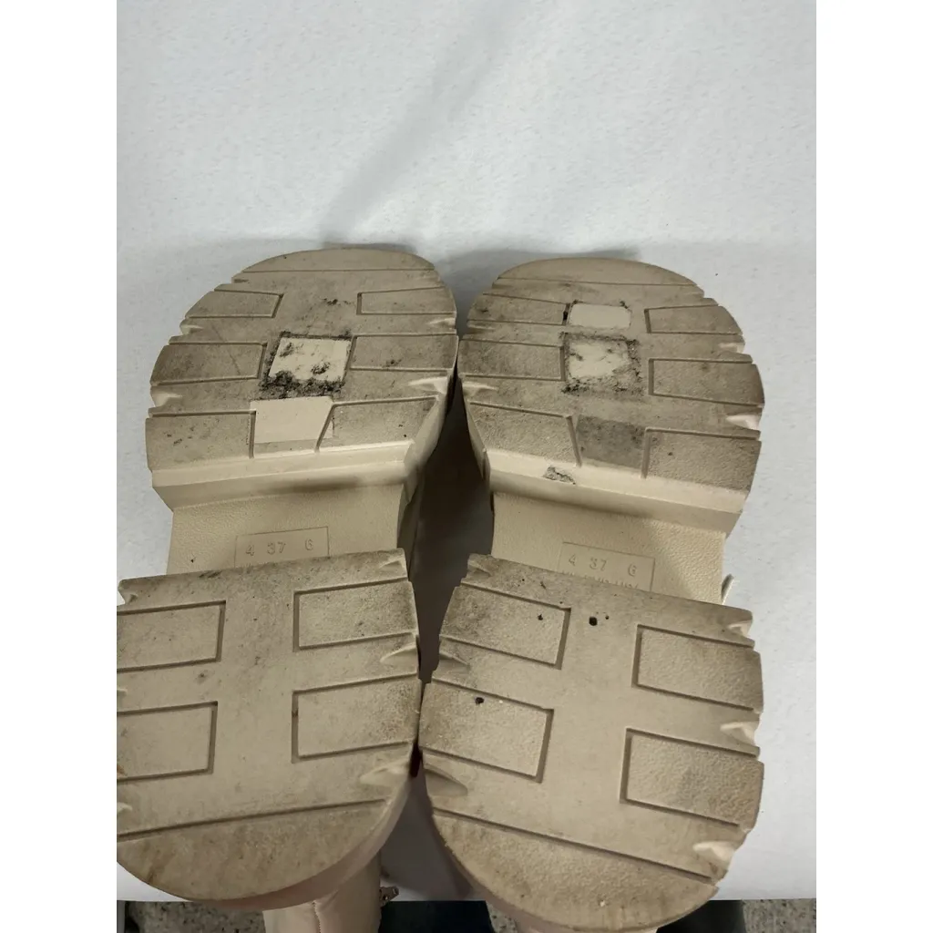 Womans London Rag Stomper Combat Boots Crème Us 6 Eu 37 Lace Zip Chunky Heel - Image 7