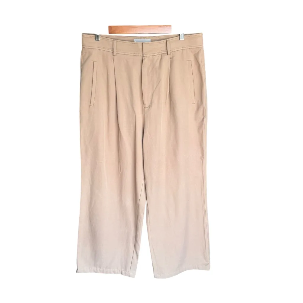 Everlane - Way-High Drape Pleated Wide-Leg Pants in Khaki Tan Sz 14 S - Image 2