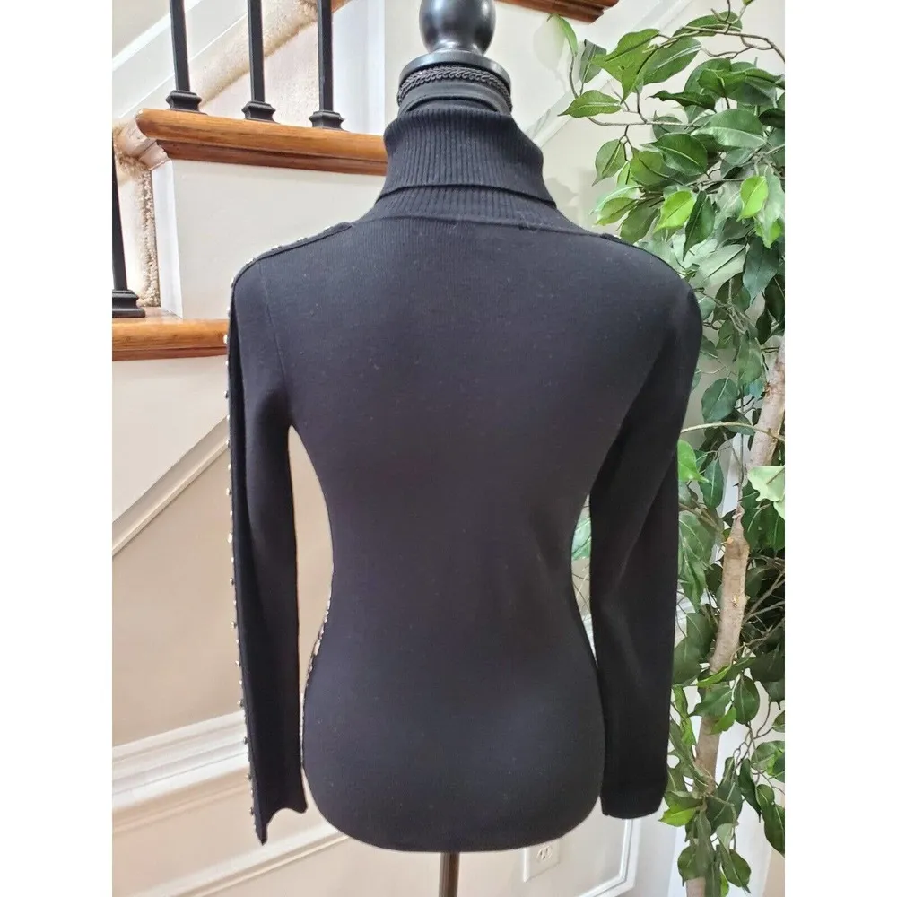 Yu.K. by SG Women's Black & White Rayon Turtle Neck Long Sleeve Knit Sweater XS - Image 7