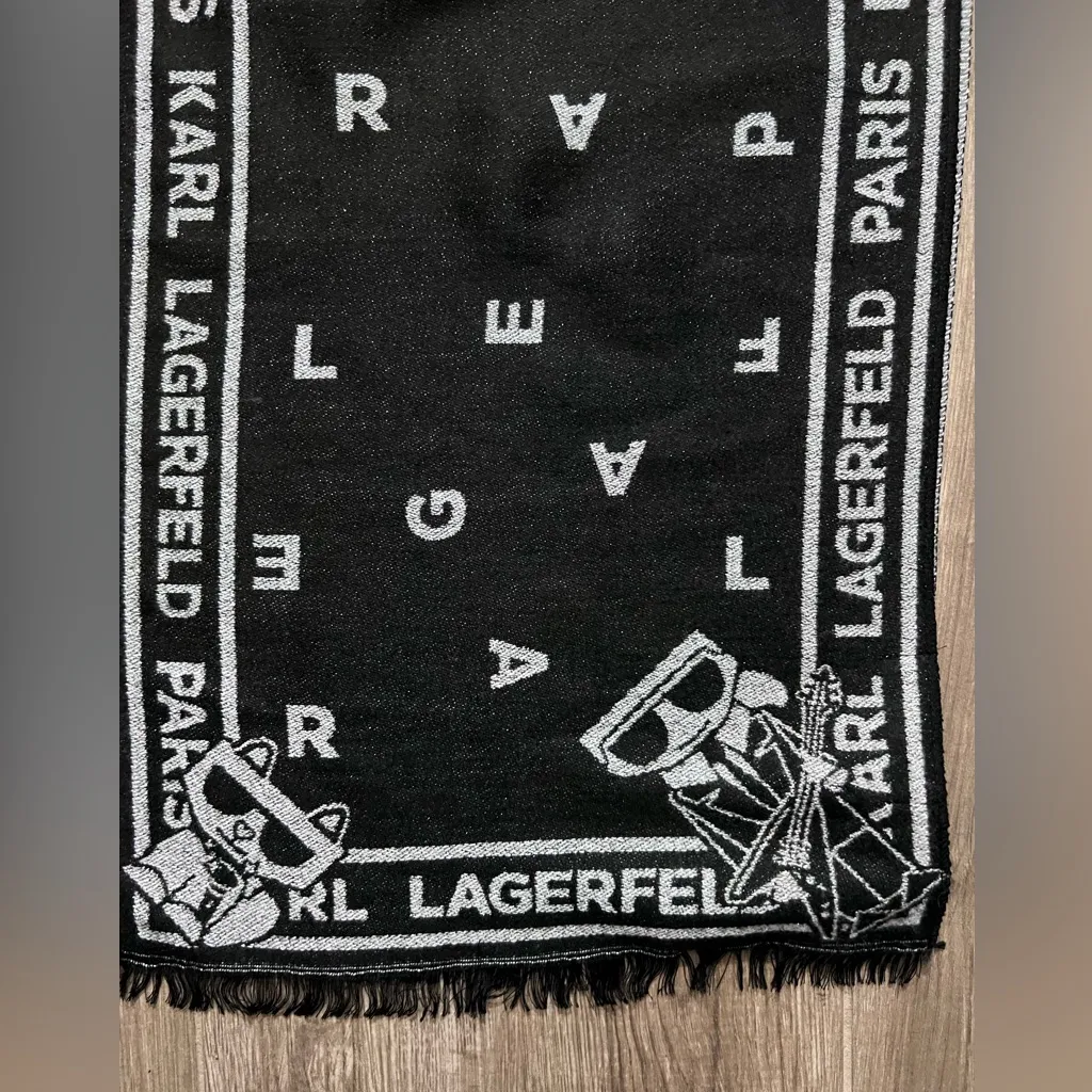 Karl Lagerfeld Paris black & gray scarf - Image 2