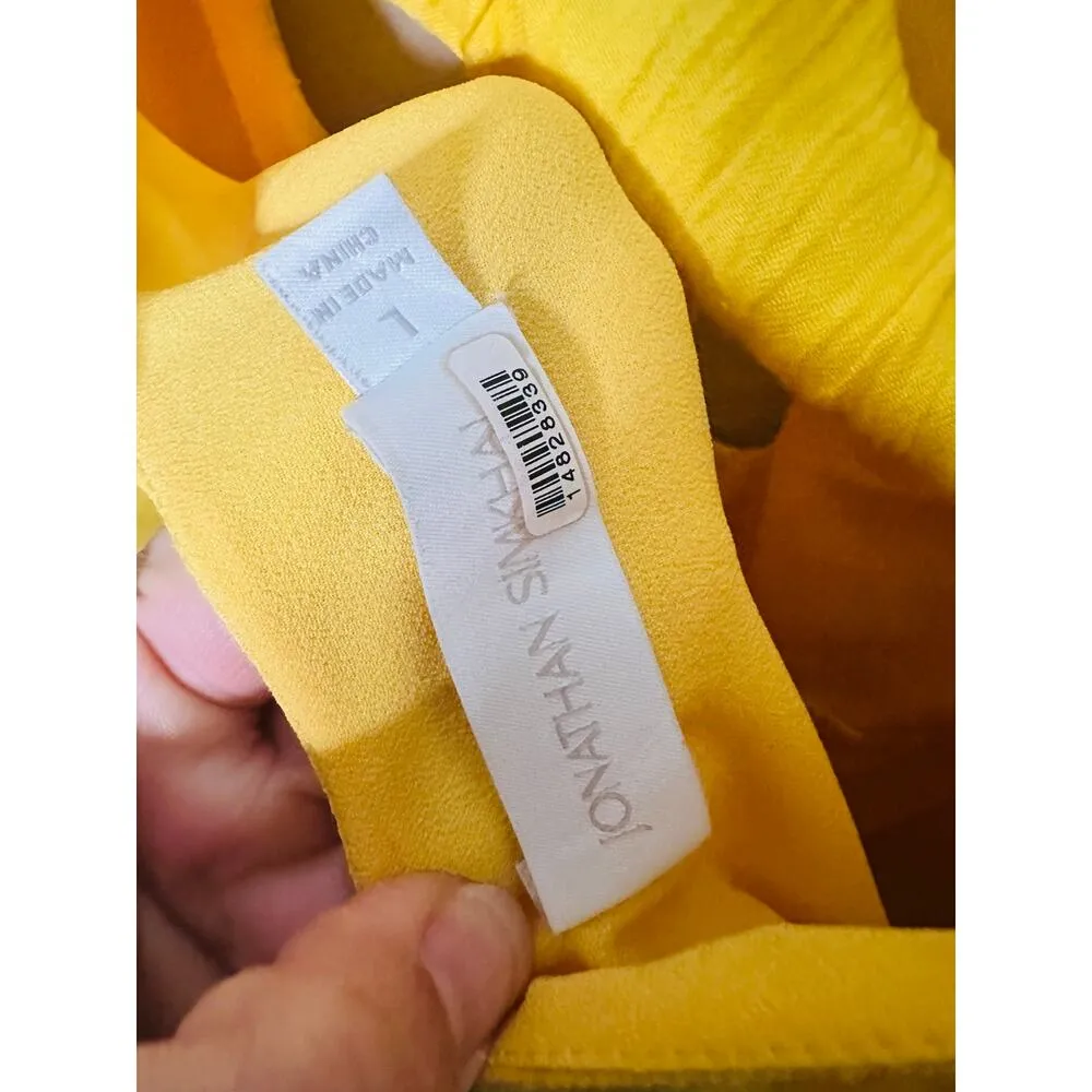JONATHAN SIMKHAI Daffodil Lina Lightweight Crinkle Teardrop Cutout Maxi Dress L Yellow Size L - Image 16