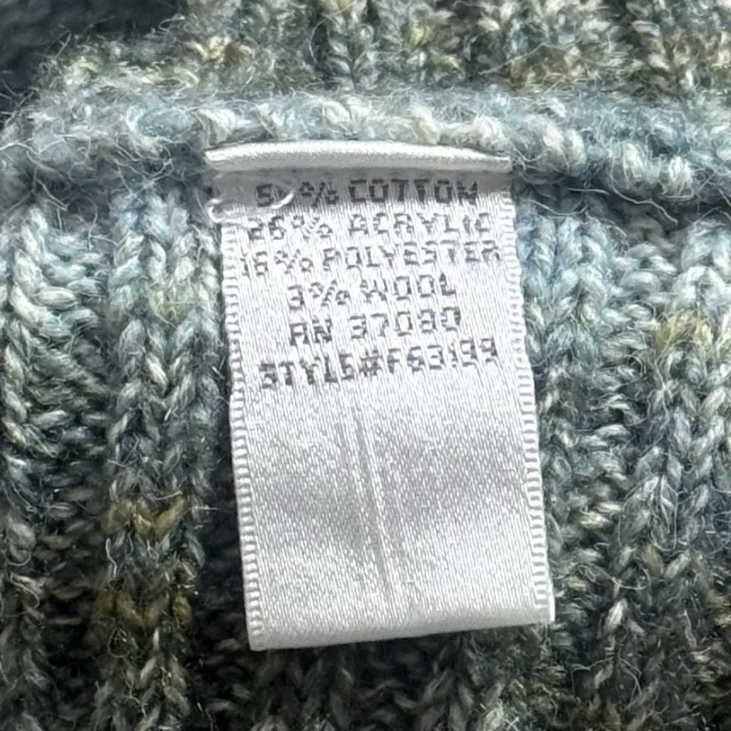 Ponsesa Blue Green Watercolor Knit Turtleneck Wool Blend Cozy Holiday Cabin M Size undefined - Image 9