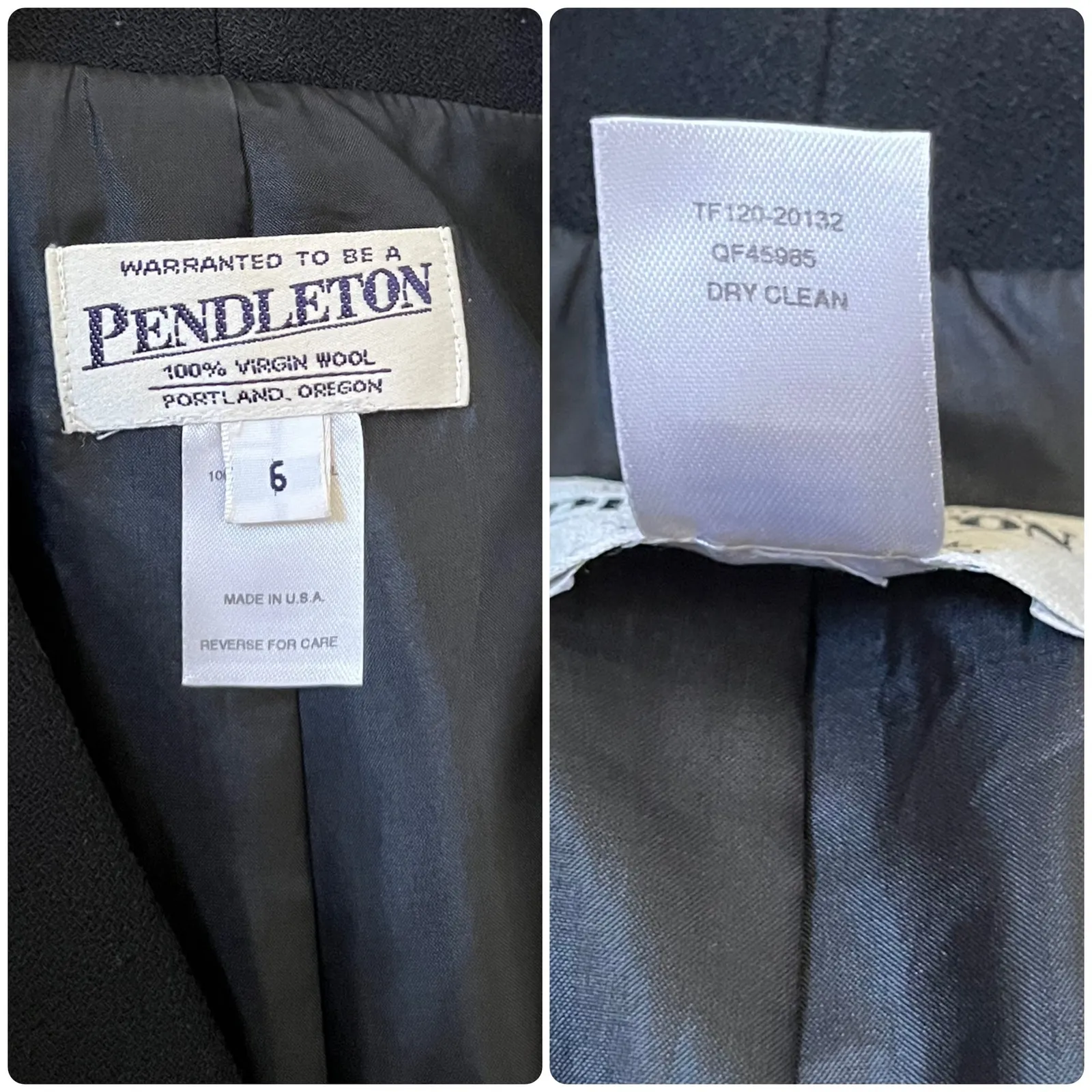 Vintage Pendleton Black Virgin Wool Shoulder Pads Boxy Crop Blazer Size 6 USA - Image 11