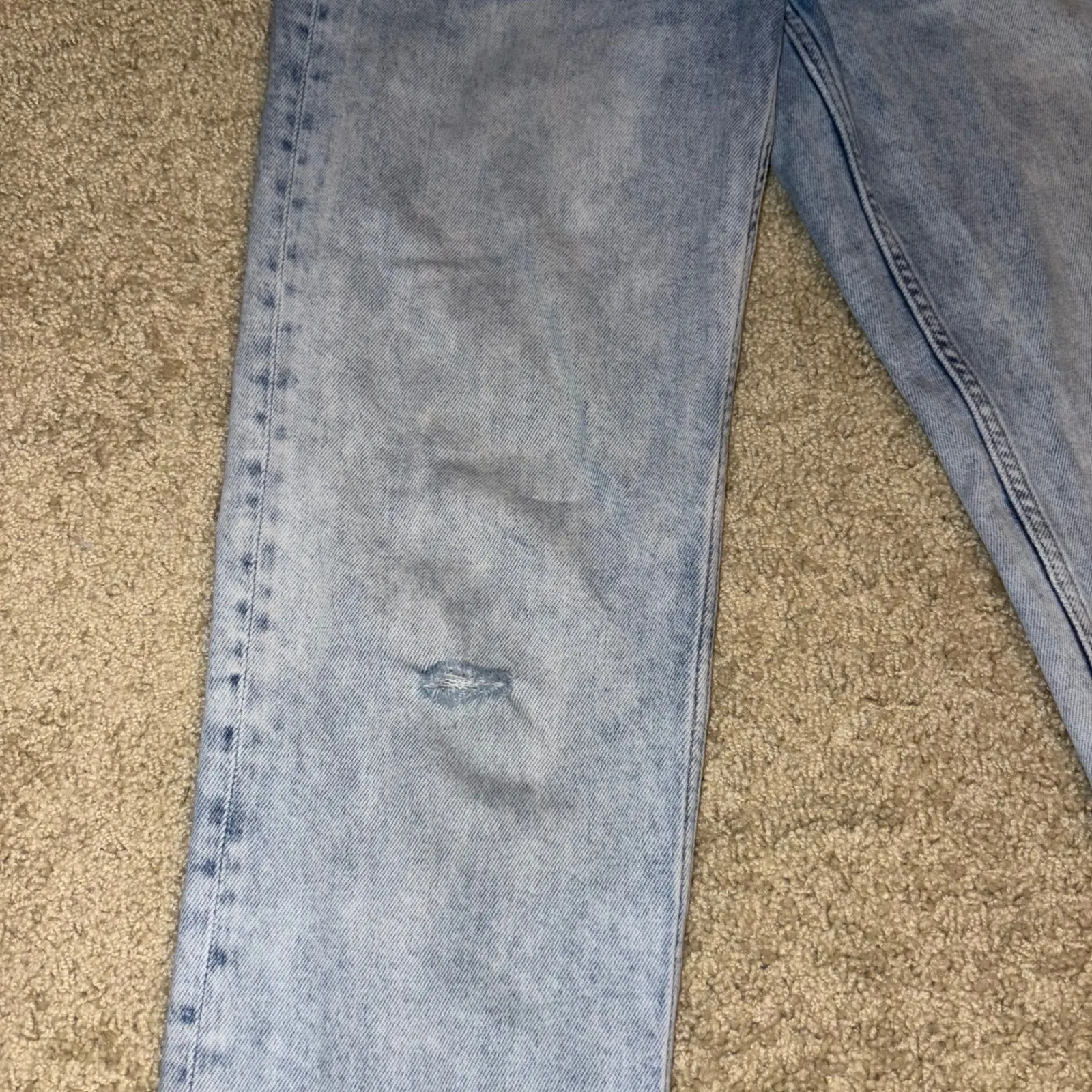 AllSaints Imogen High-Rise slim straight Jeans Light Wash Distressed Size 27 - Image 9