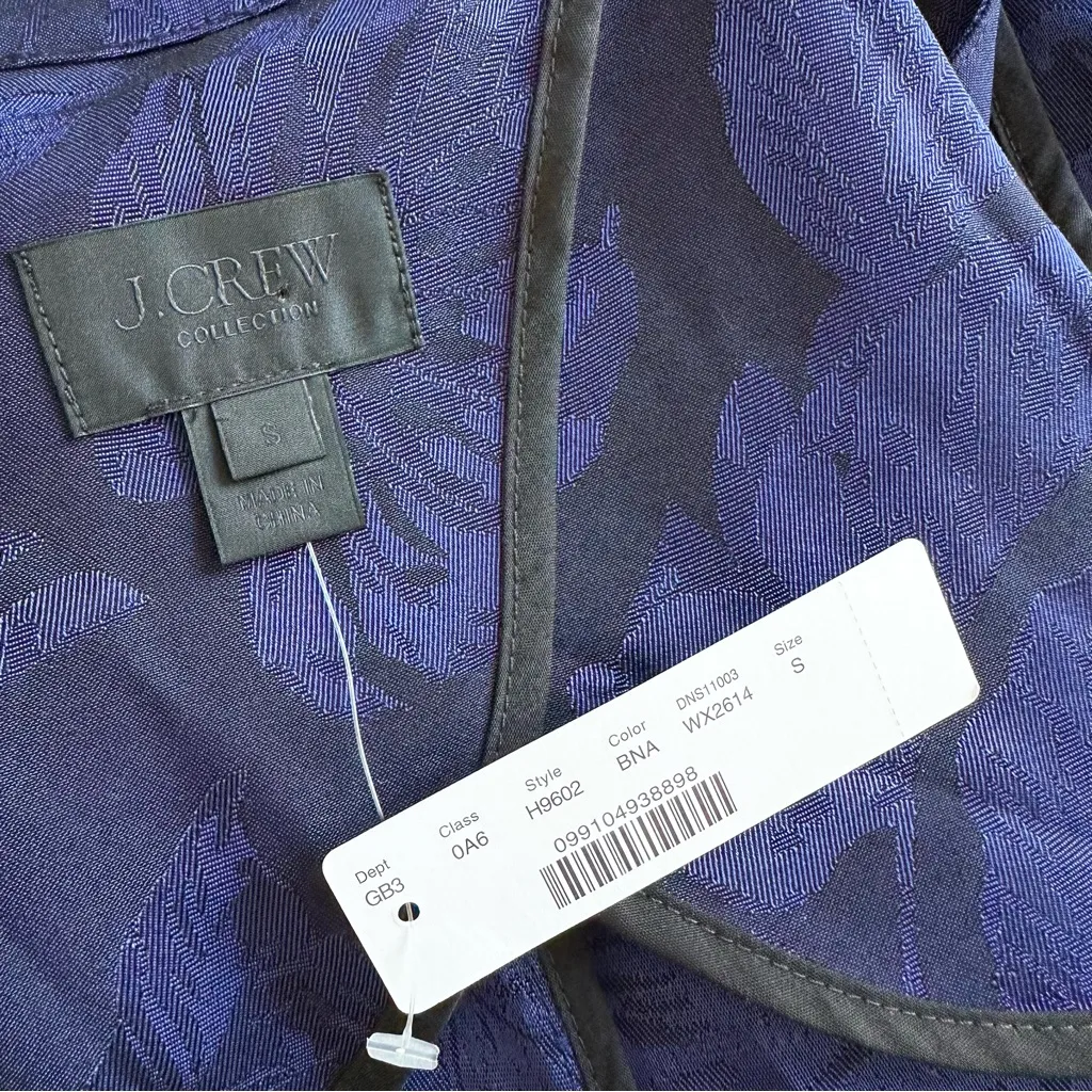 J. Crew Floral Jacquard Tie Blazer Navy Blue Sz S NWT - Image 9