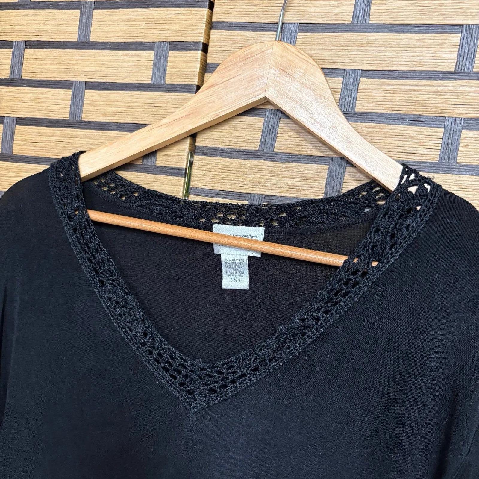 Chico’s Travelers Black‎ Top Size 1 (Medium/8) - Image 3