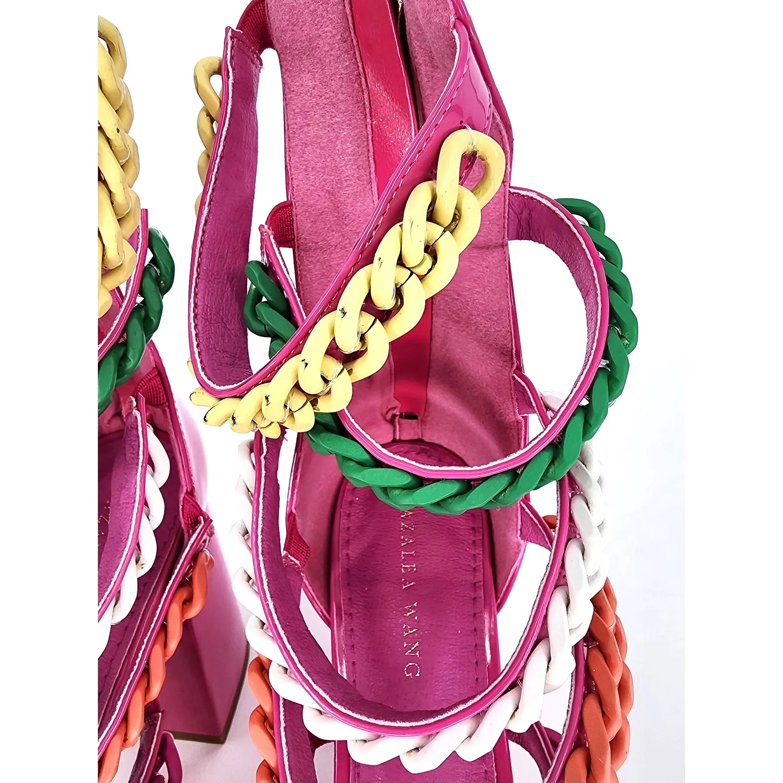 Azalea Wang Pink Corrine Chain Link Platform Sandals Size 7 NWT - Image 5
