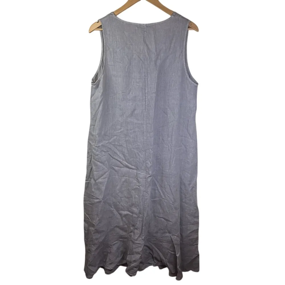 Francesca Bettini 100% Linen Made in Italy Size‎ Large Gray Midi Dress Classic - Image 7