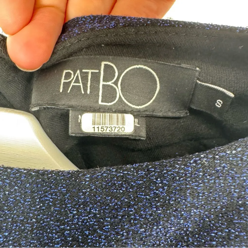 PatBO Lurex‎ Sparkle Mock Neck Puff Super Sleeve Long Top Small Blue - Image 7