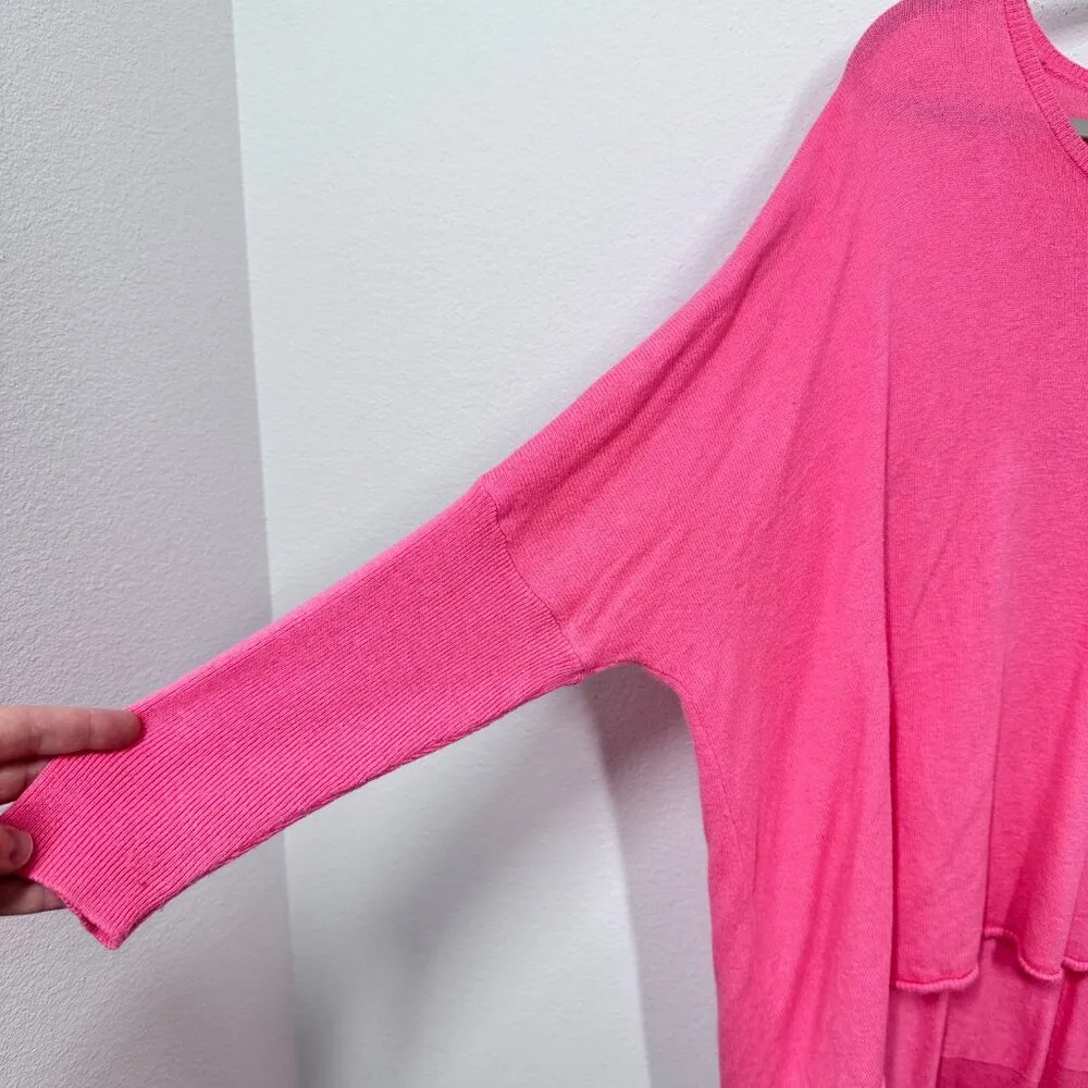 Fresh Produce Pink Relaxed Fit Dolman Sleeve Round Neck Sweater Cashmere Blend L - Image 4