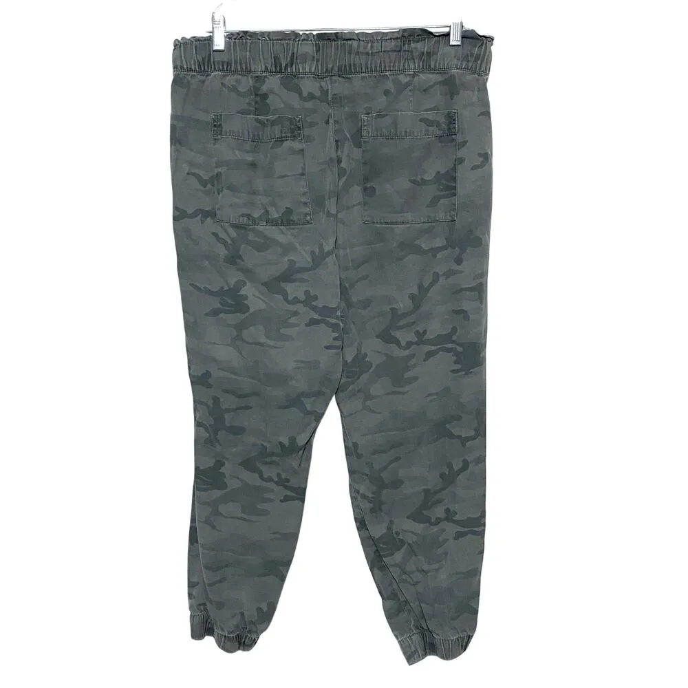 Loft Camo Camouflage High Rise Joggers Green Pull On Drawstring Womens Large L - Image 2