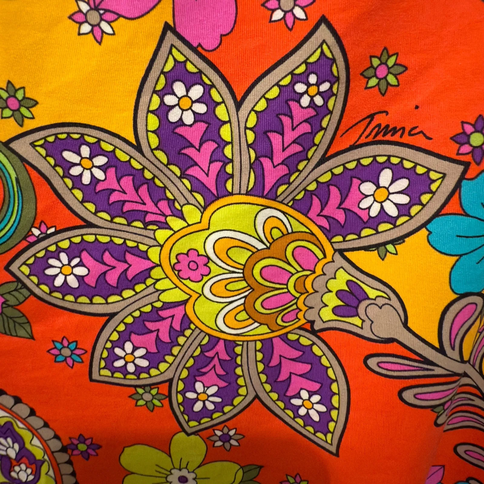 Trina‎ Turk Multicolor Paisley Print Bell Sleeve Dress Womens Size M - Image 3