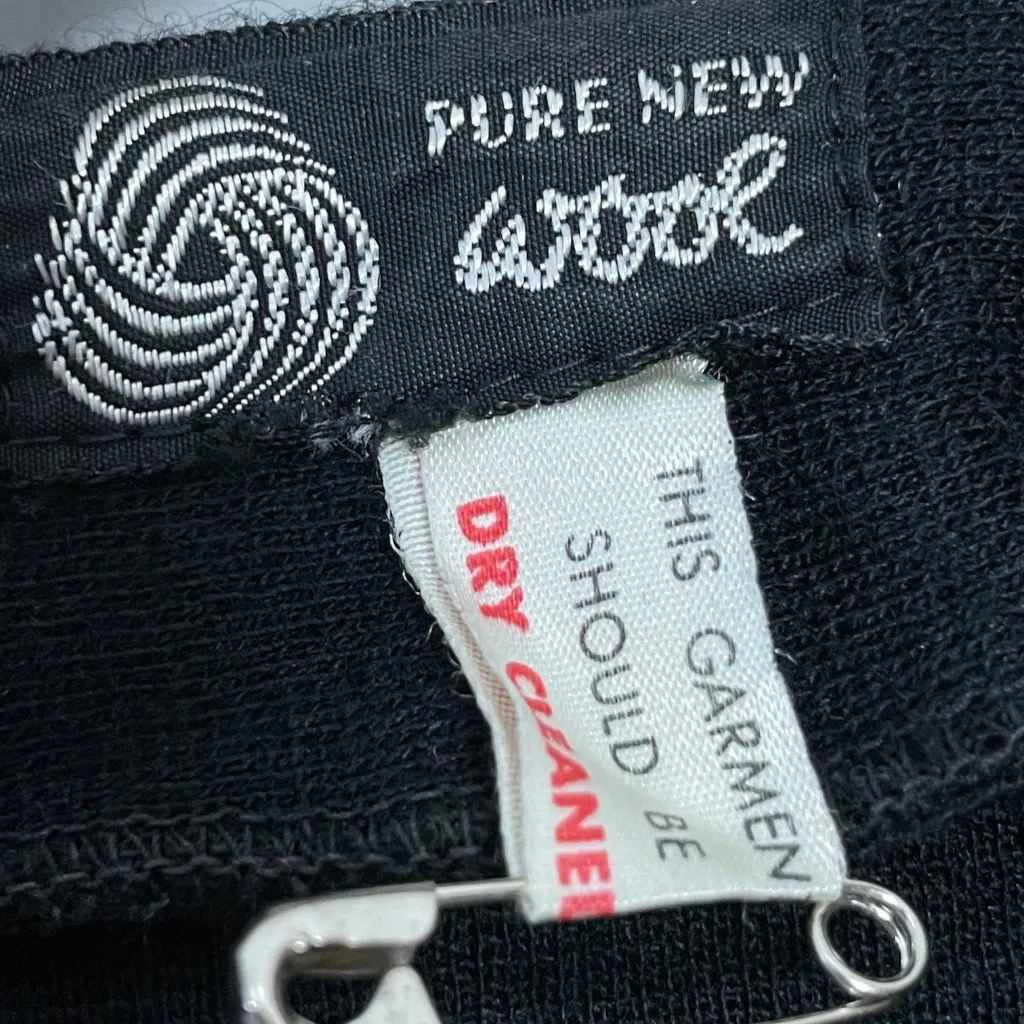 Vintage Wool Cardigan Sweater Lace Front Black 3/4 Length Sleeves Women‎ Buttons - Image 7