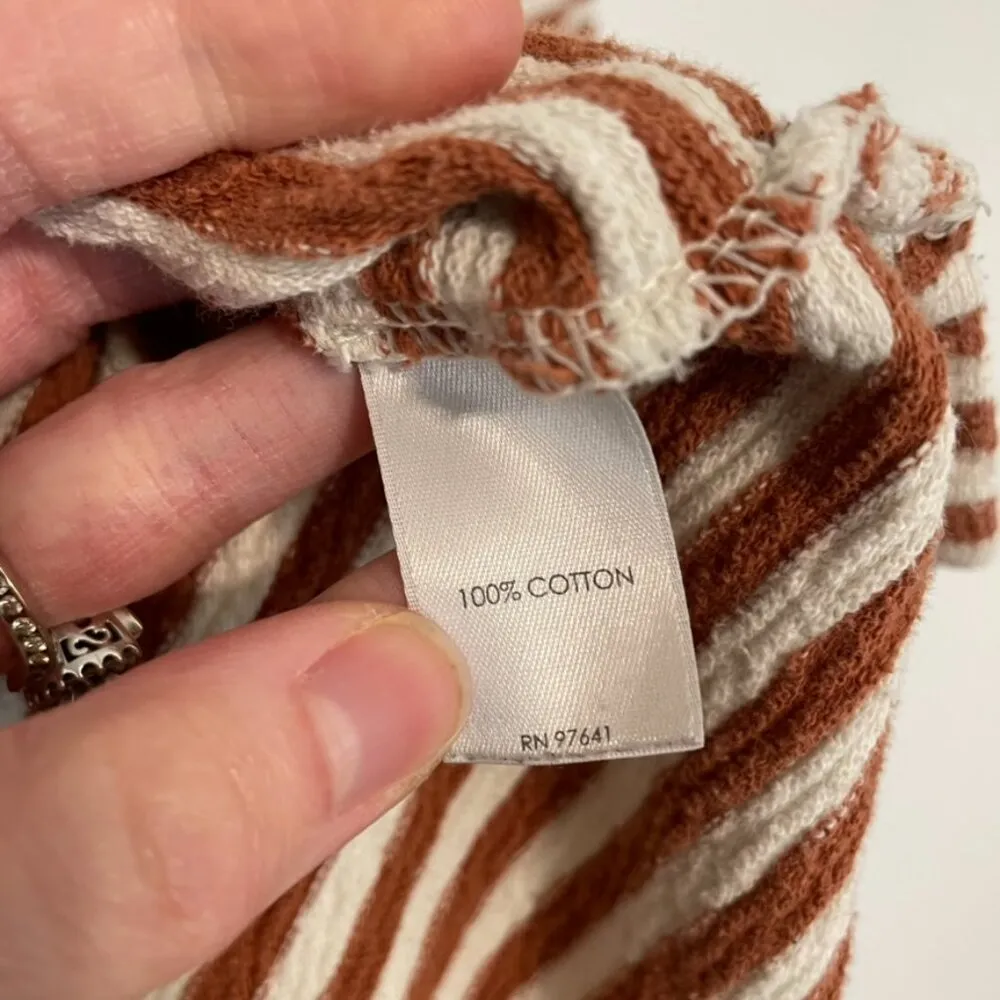 J. JILL Striped Square Neck Top Brown Cream ish 3/4 Sleeve 100% Cotton PETITE M Size undefined - Image 11