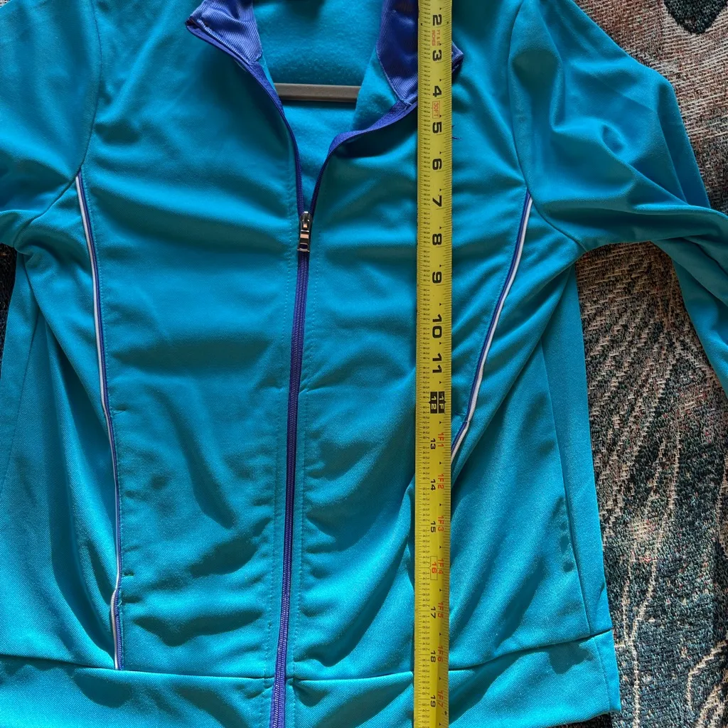 Danskin Vintage Retro Pastel Blue Athletic Sweatshirt Lightweight 1/4 Zip SZ L - Image 11