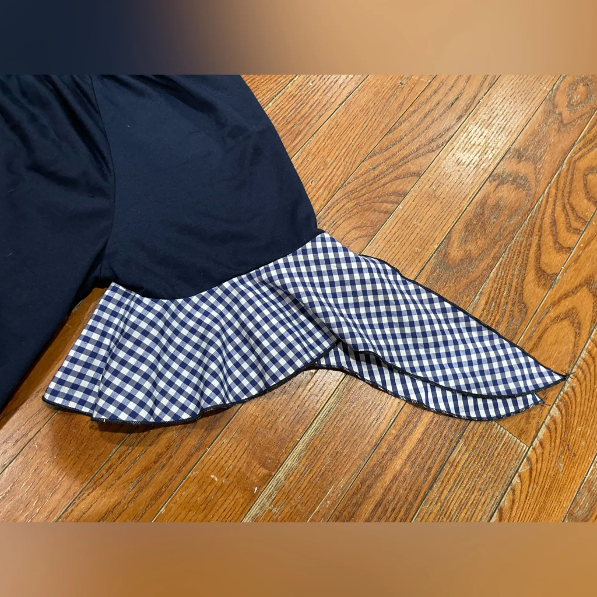 Espresso Navy dress with Gingham Sleeves Blue Size 2X - Image 6