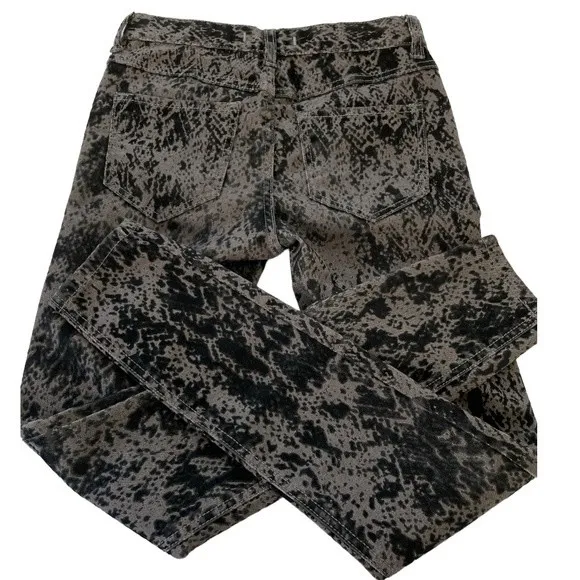 Free People Flocked Velvet Skinny Jeans Charcoal Black Size‎ 24 - Image 3