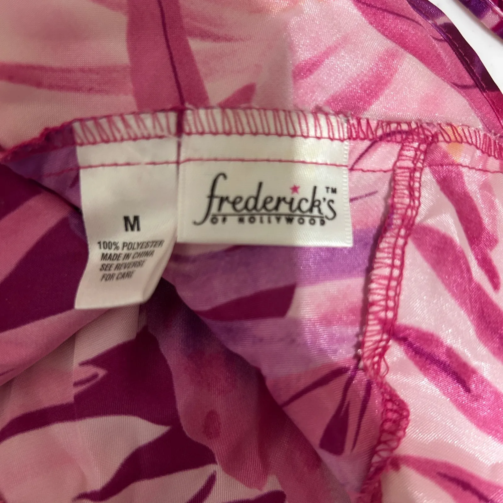 Y2K Fredericks Of Hollywood Womens Satin Cami Top M Pink Purple Tropical Print - Image 7