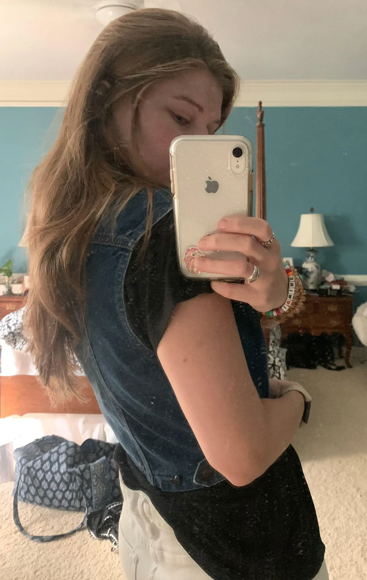 Denim Embroidered Jean Vest Blue Size L - Image 2