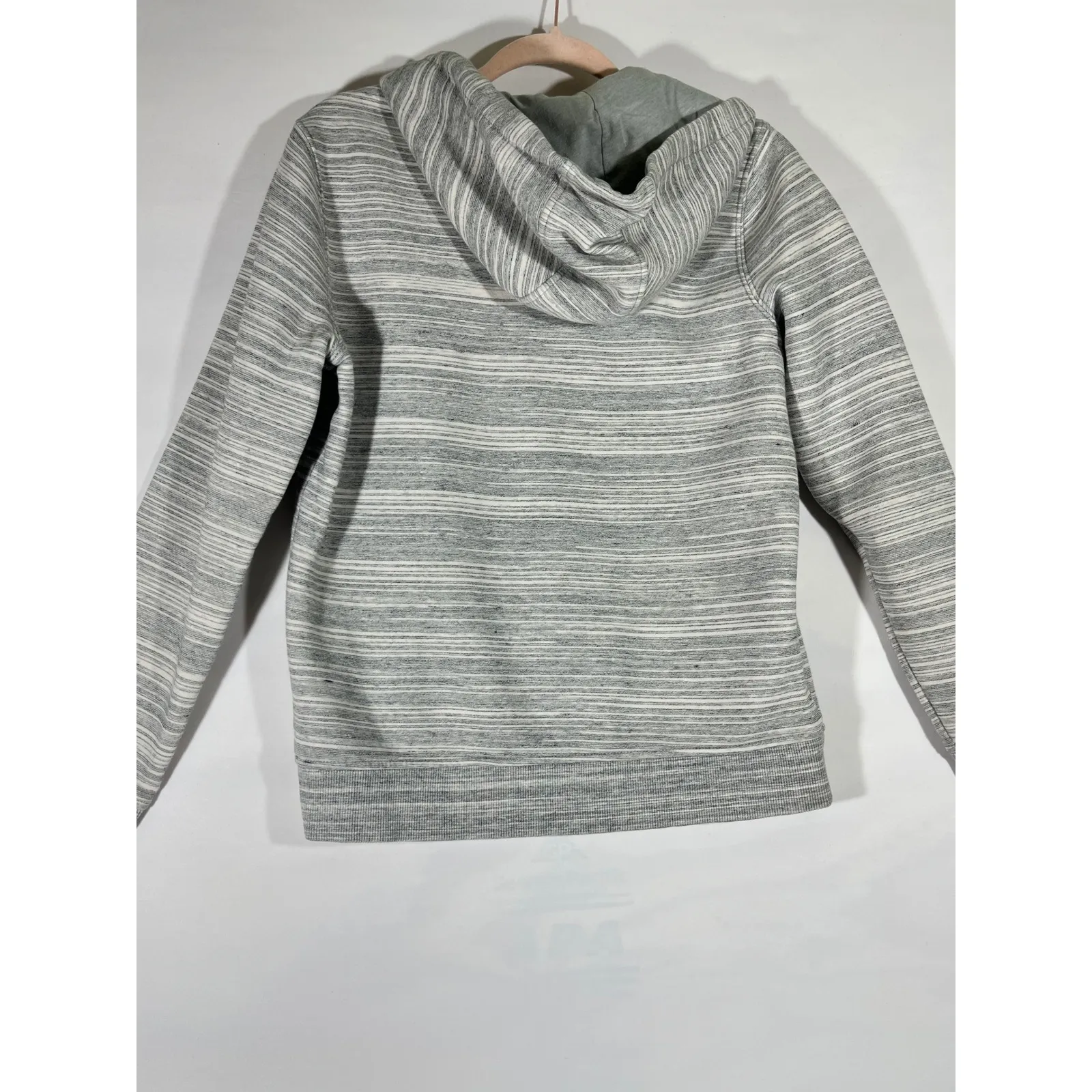 Carhartt Women Striped Quarter Zip Hooded Sweatshirt Relaxed Fit Cozy Gray Sz S - Image 2