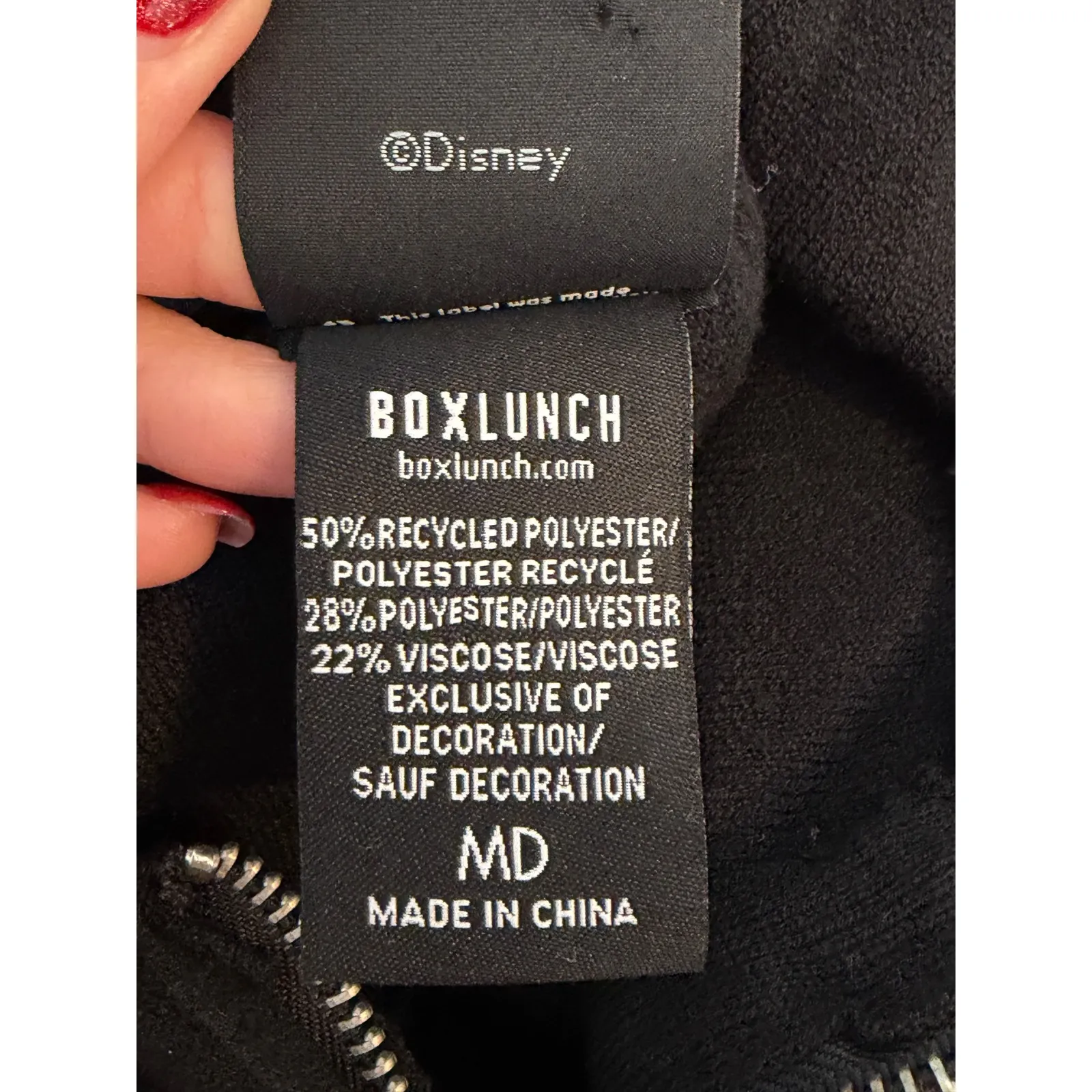 BoxLunch Exclusive Disney Mickey Mouse Ears Black Knit Zip Up Hoodie Womens M - Image 6