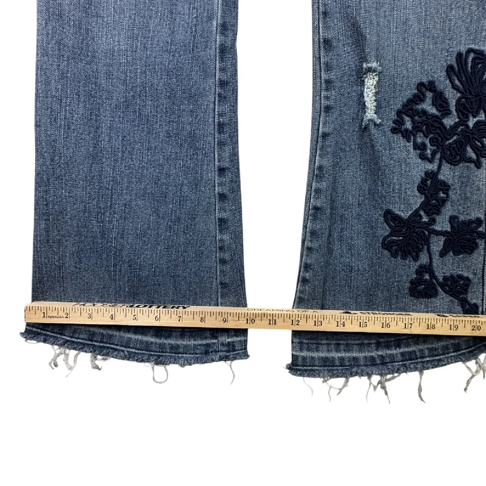 Y2K Southpole Jeans Womens Juniors 11 Embroidered Grunge Floral Flare‎ Denim Emo Blue Size 31 - Image 8