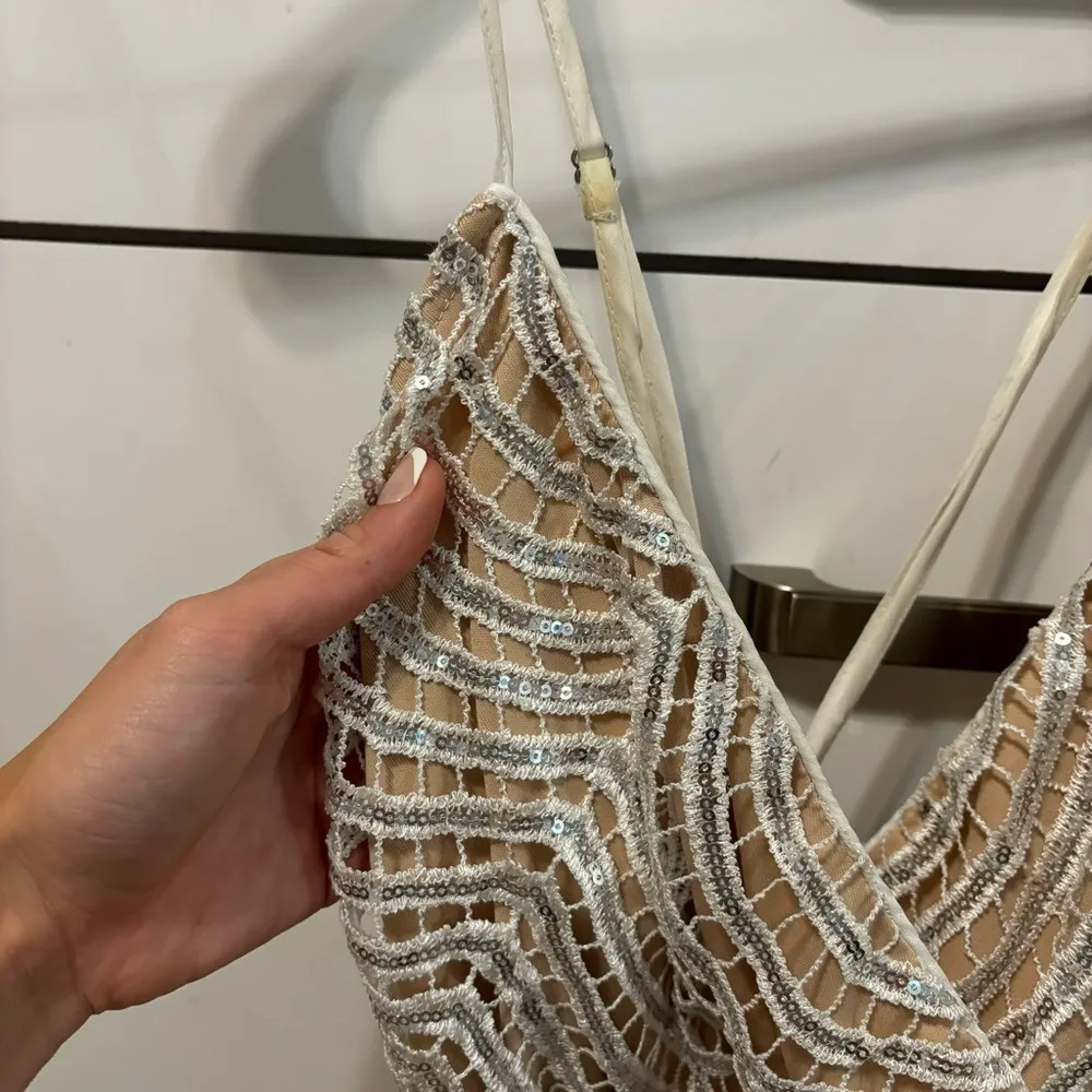 Lulus Lele White and Silver Sequin Mini Dress - Image 7