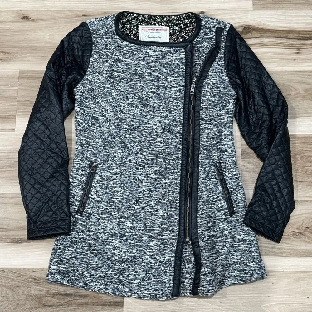 Anthropologie Cartonnier Tela Moto Sweater Grey Black Women’s Small - Image 2