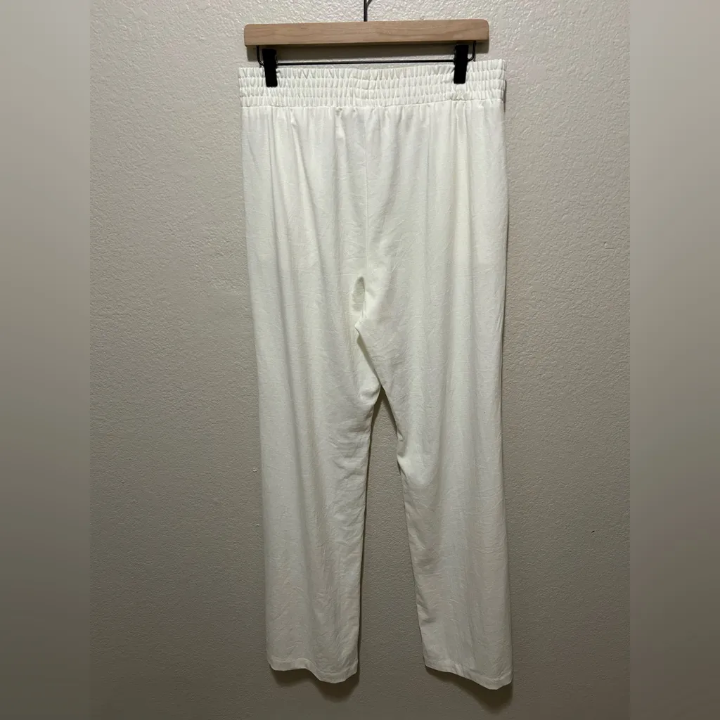 DREW White Wide-Leg Flowy Pants Size Large - Image 3