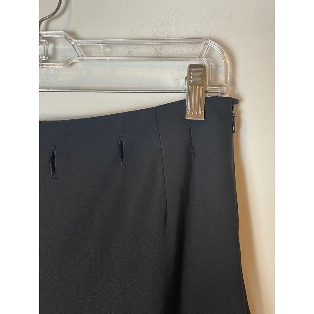 Escada Black Cut Out‎ Waist Detail Straight Leg High Rise Split Hem Pants Size 8 - Image 5