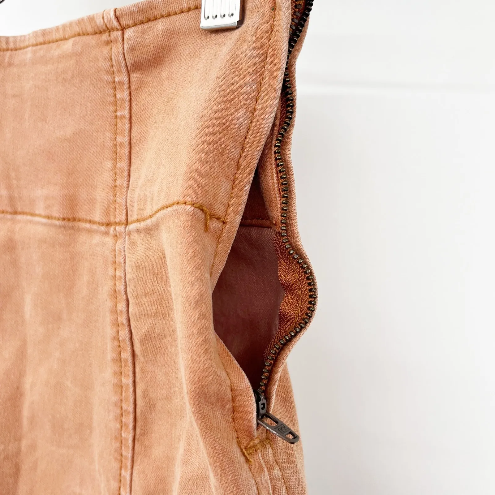 Free People Womens Femme Fatale Pull On Stretch Mini Skirt Size 2 Dusty Coral‎ - Image 5