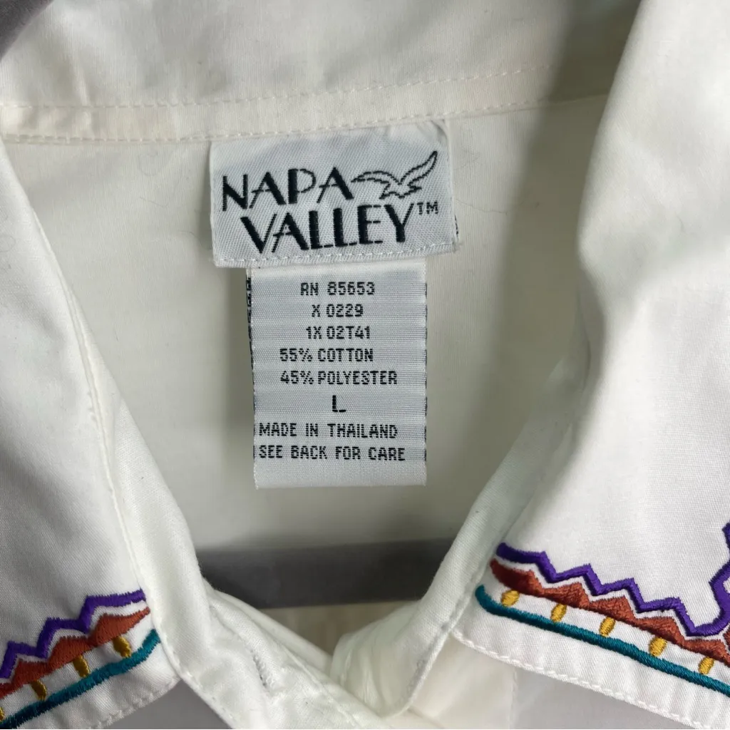 Napa Valley Vintage‎ embroidered beaded aztec button down L NWT western boho White Size L - Image 4
