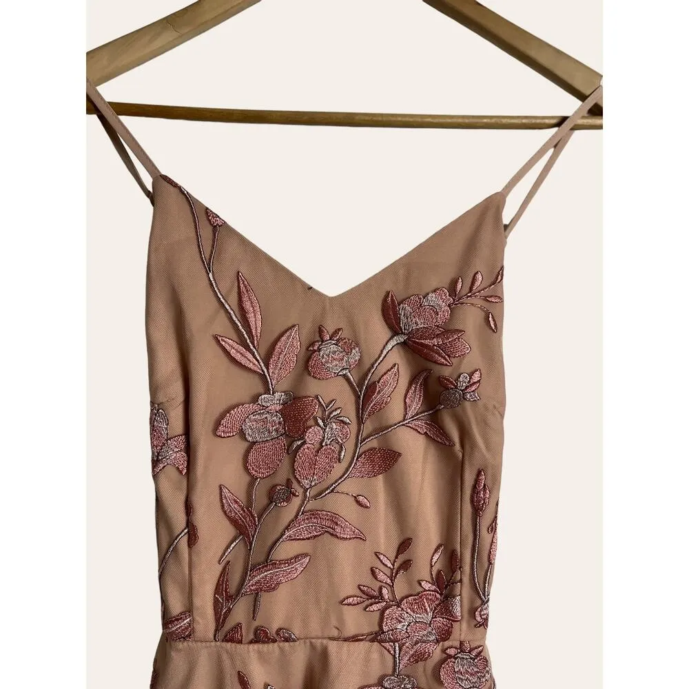 Two Sisters Pink Floral A-Line Embroidered Strappy Sleeveless Mini Dress Size 6 - Image 6