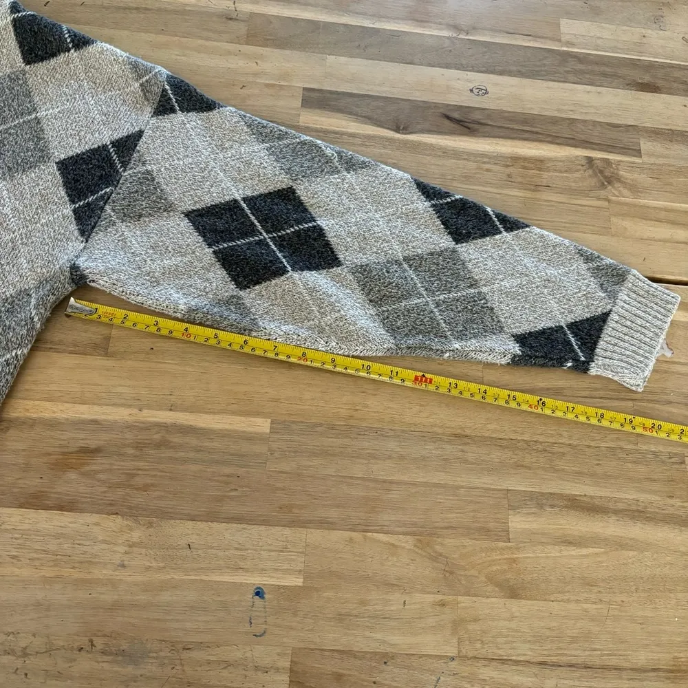 Vintage Liberty Beige & Black Argyle Sweater L Size L - Image 5