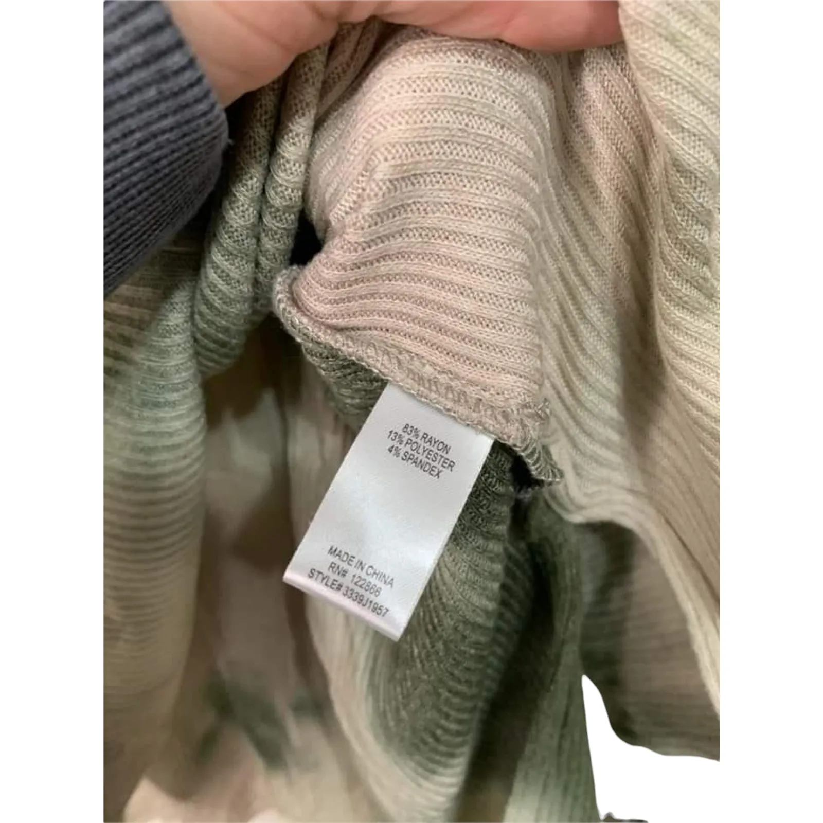 CHENAULT Tie Dye Cozy‎ Seam Front Cowl Neck Pullover in Olive S NEW Green - Image 5