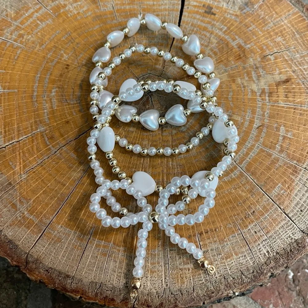 Beaded Bow Bracelet Set - Image 2