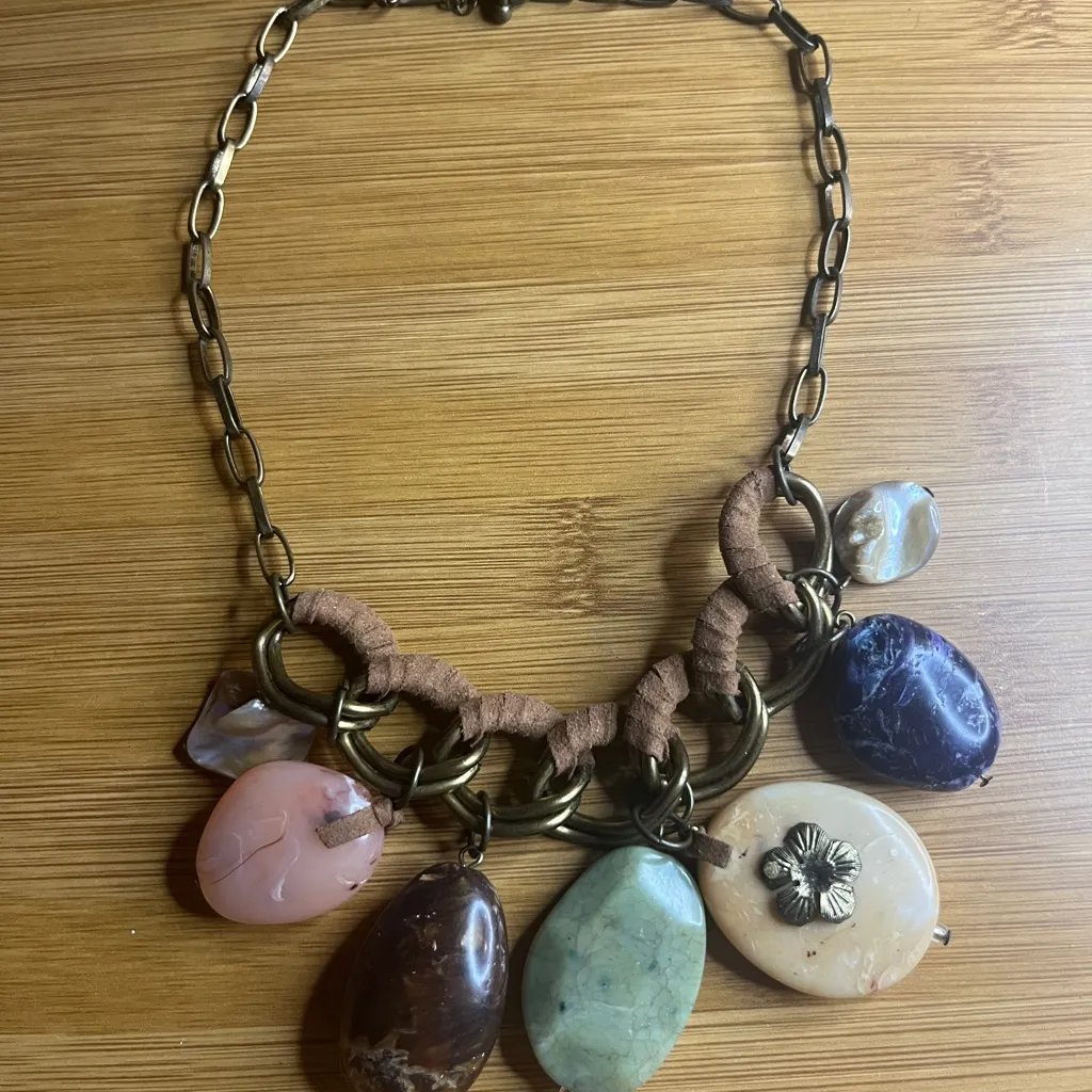 Multicolor Stone Statement Necklace - Image 3