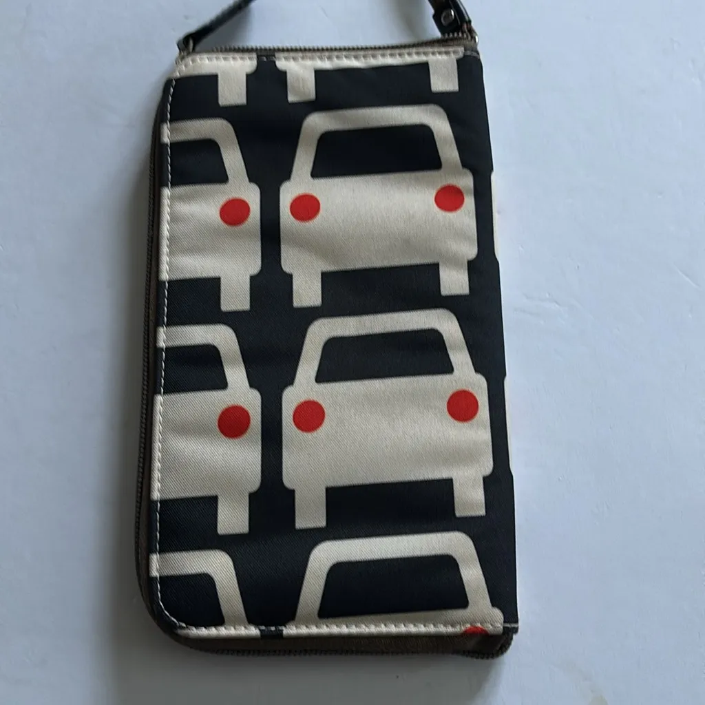 ORLA KIELY BLACK& CREAM CANVAS TRAVEL BAG CAR DESIGN GREAT FOR TRAVEL DOCUMENTS Black - Image 5