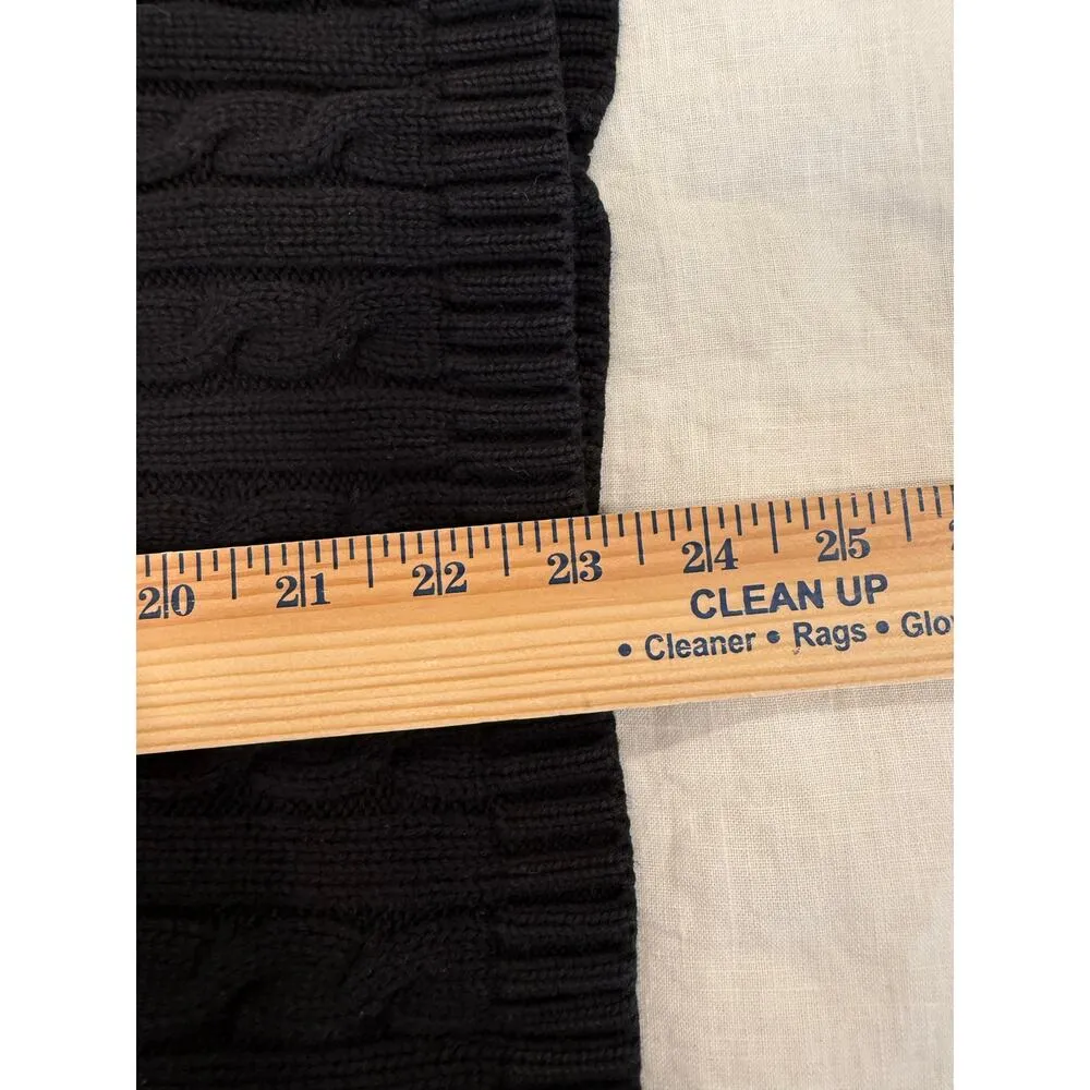 L.L.Bean  Long Sleeve Cable Knit Button Front Cardigan Black Women's Size Medium - Image 7