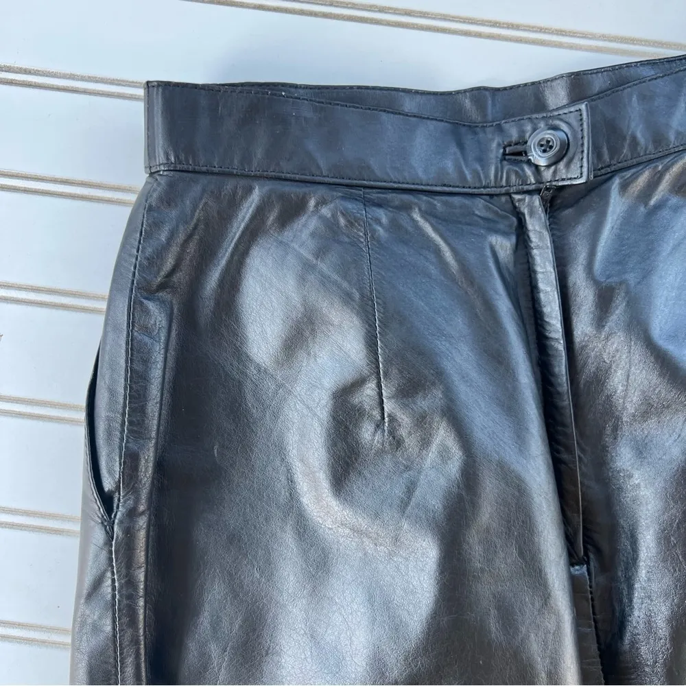Wilson’s Leather Vintage Pencil Skirt size 10 Black Pockets Split Button & Zip - Image 5