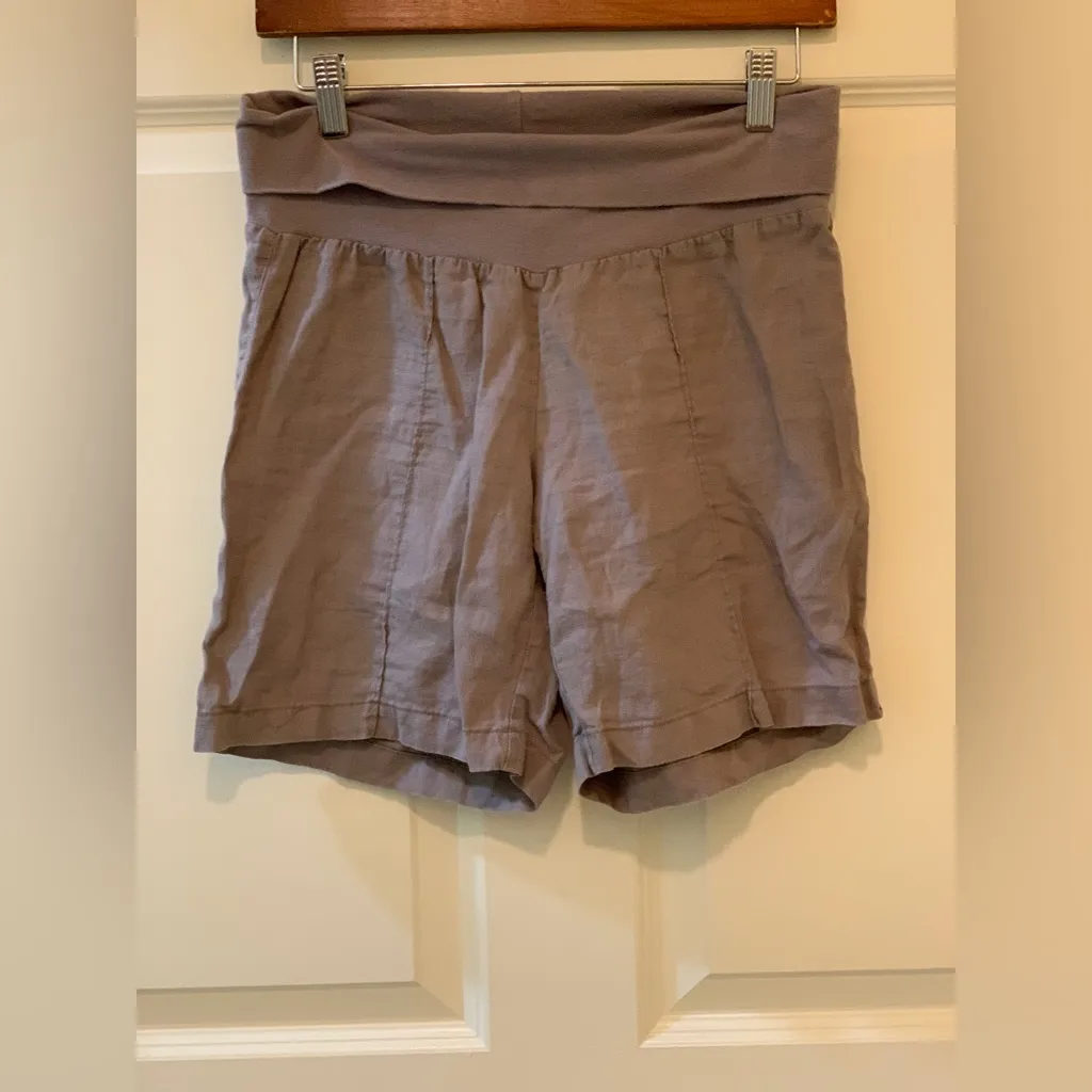 4our Dreamers Tan Pull On Linen Stretch Shorts. Size - Image 2