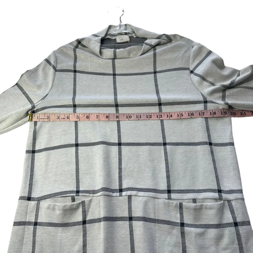 ANTHROPOLOGIE POSTMARK Windowpane Sweater Tunic Mini Dress Plaid‎ Medium M Gray - Image 7