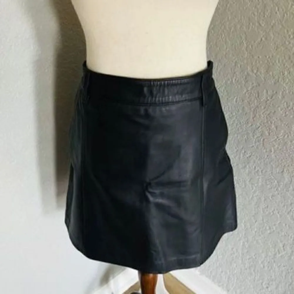 Reiss Mimi Paneled Leather Mini Skirt, Black, Size 10, Designer Luxury, NWT - Image 4