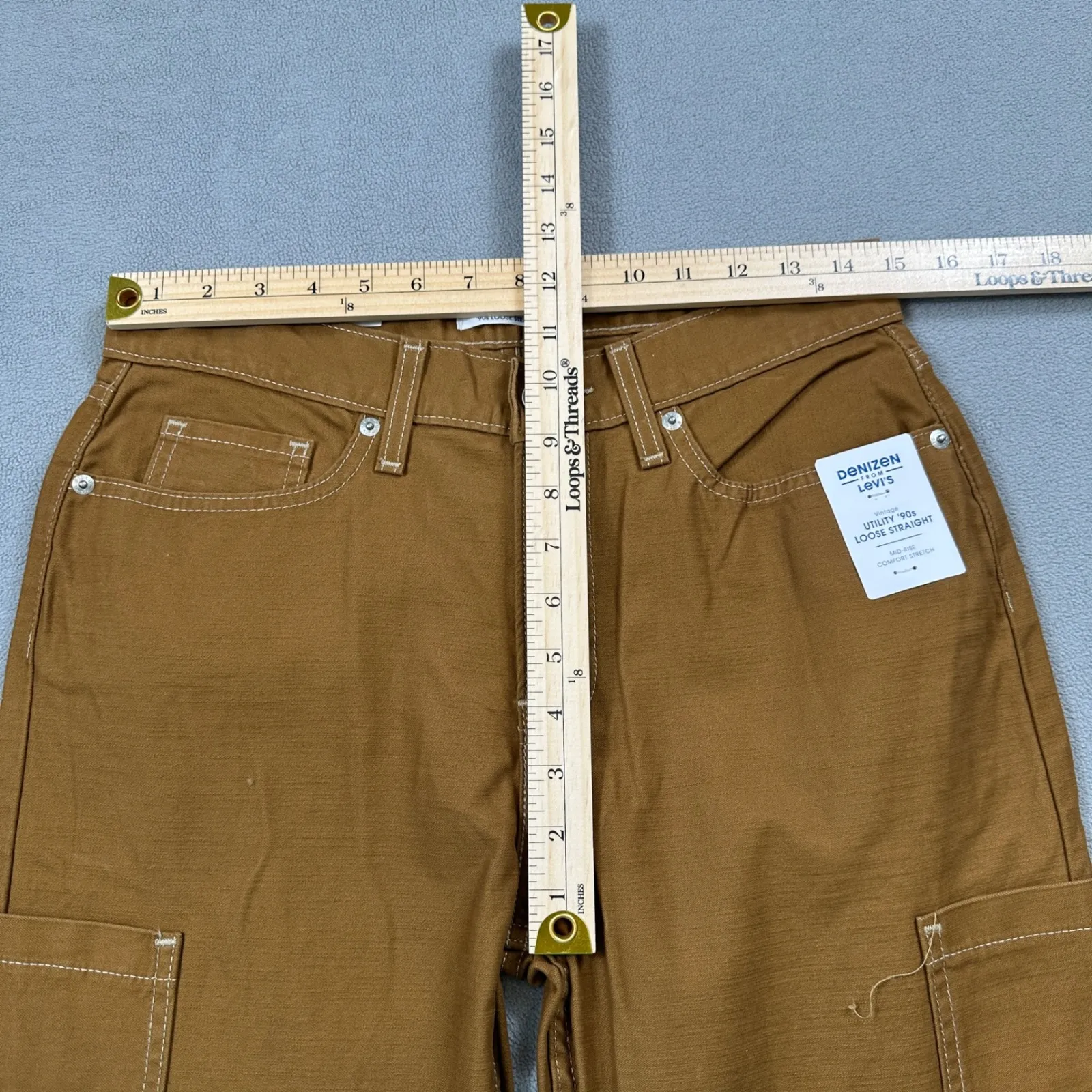 Denizen Levis Pants 4 27W Vintage 90s Utility Loose Straight Mid Comfort Stretch - Image 4