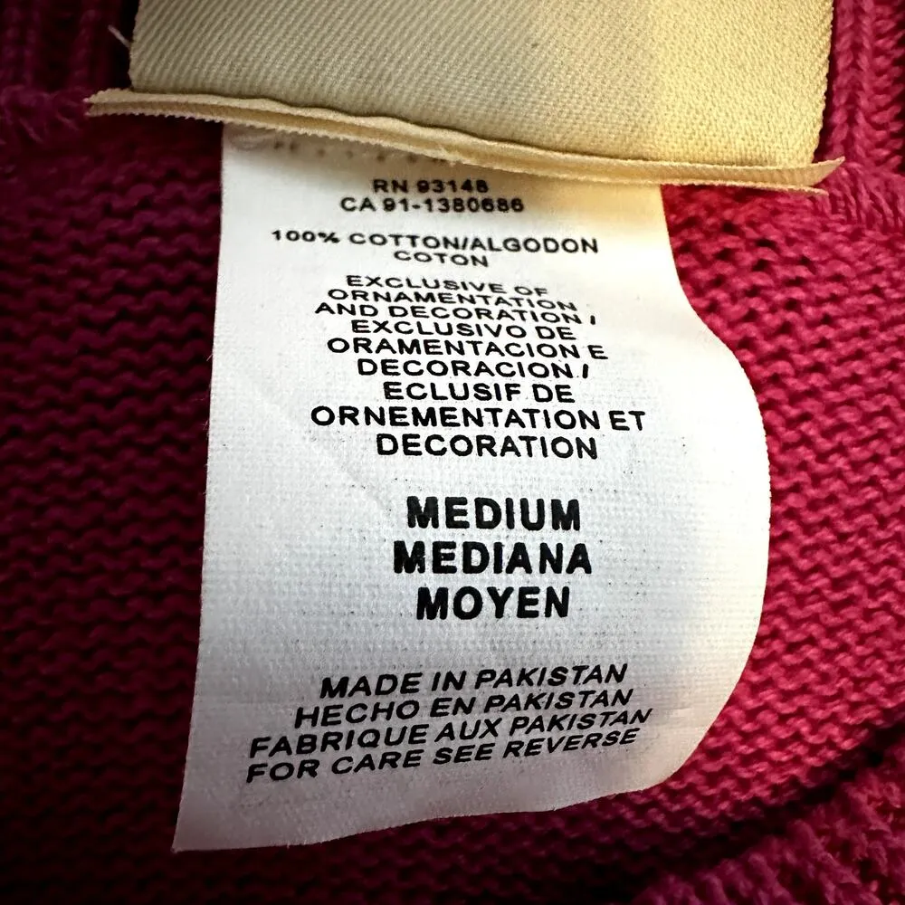 Top Stitch By Morning Sun Sweater 100% Cotton Floral Embroidered Pink M NWOT Size M - Image 3