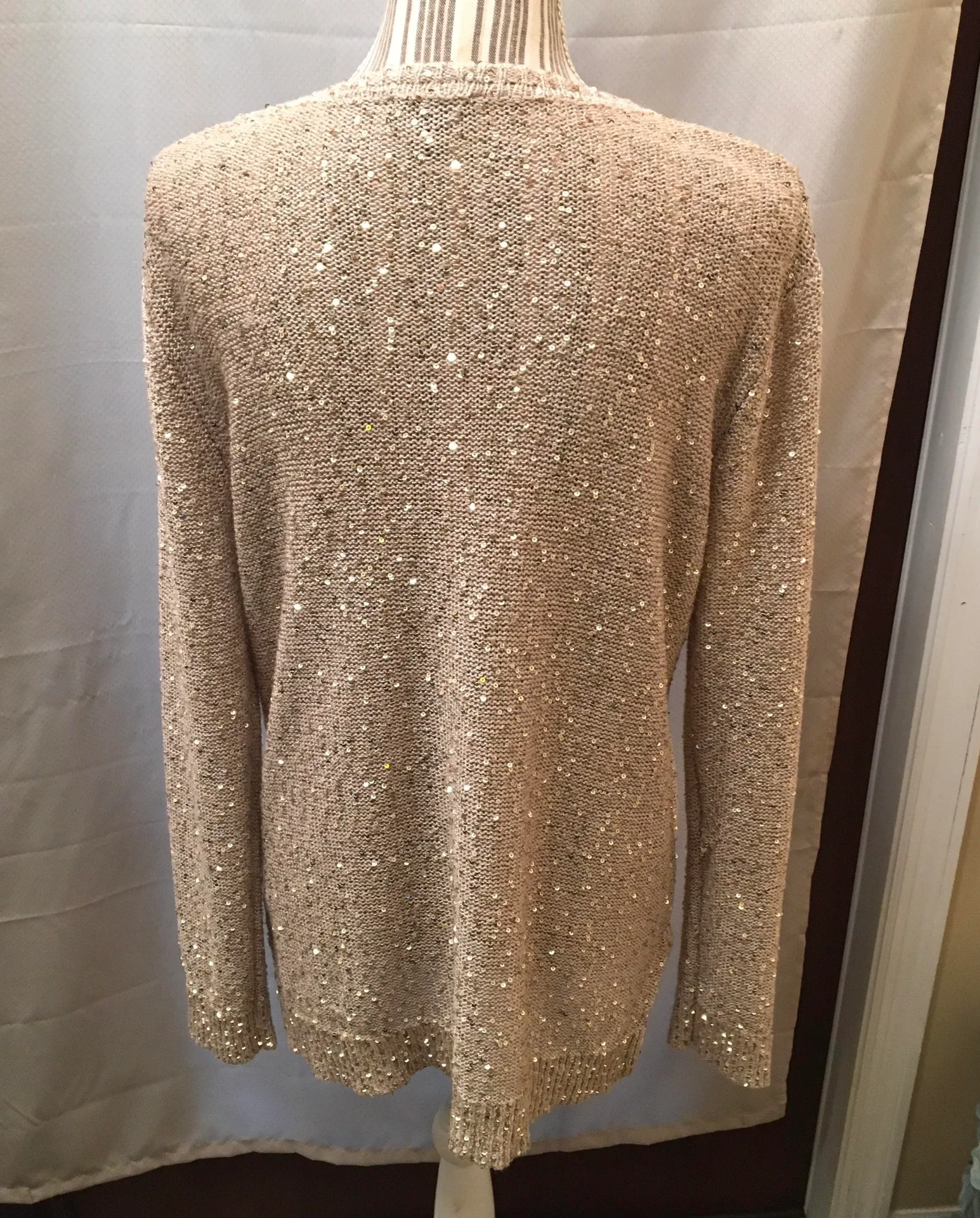 Gold Sequence VNeck Sweater size lg - Image 3
