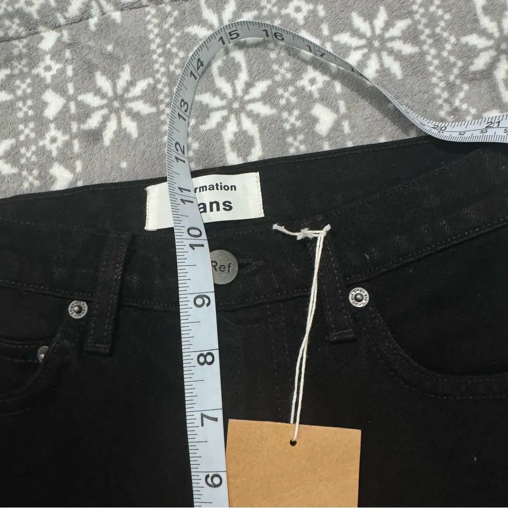 NWT‎ Reformation Julia High Rise Cigarette Jean In Black Ripped Knee Size 24 - Image 11