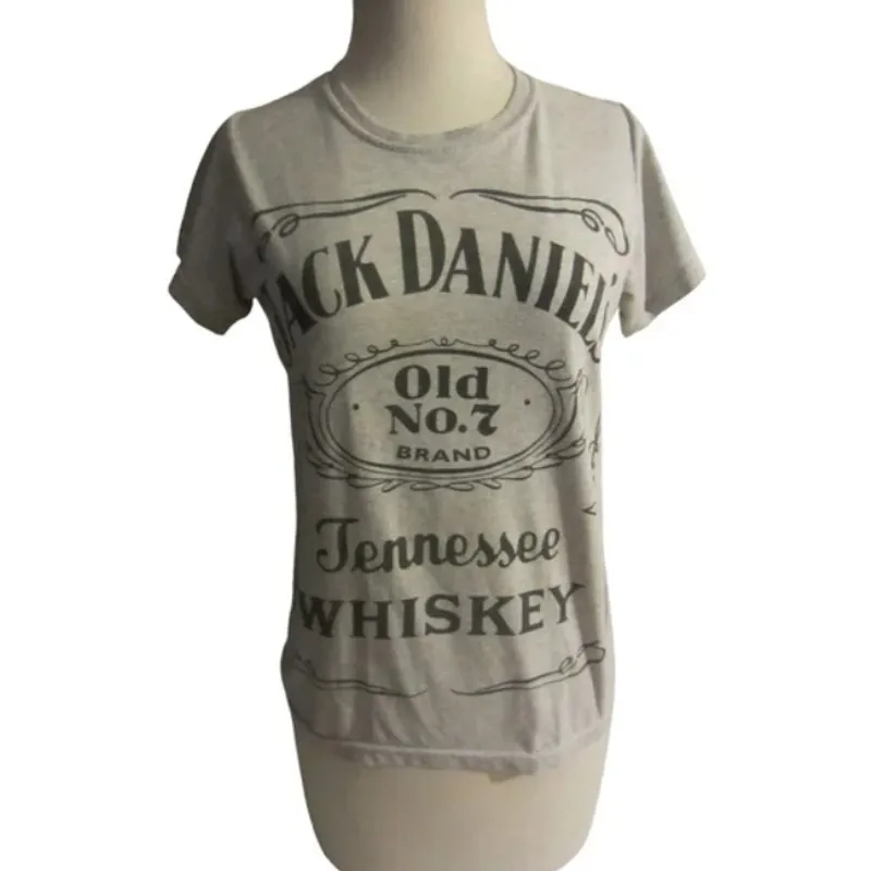 Jack Daniel’s Tennessee Whiskey Graphic Tee Gray Vintage Style T-Shirt Size S - Image 3