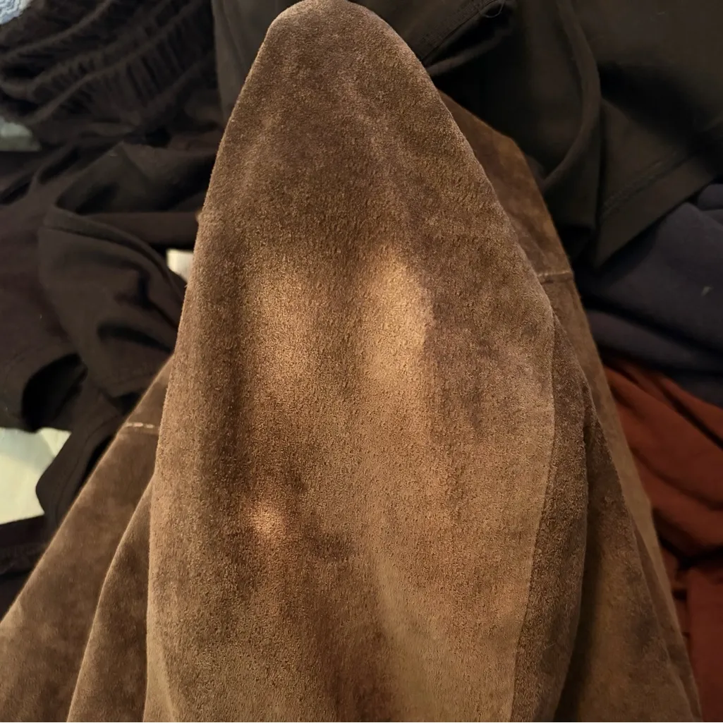 Vintage Brown Mid Length Suede Leather Ann Taylor Jacket Coat - Image 6