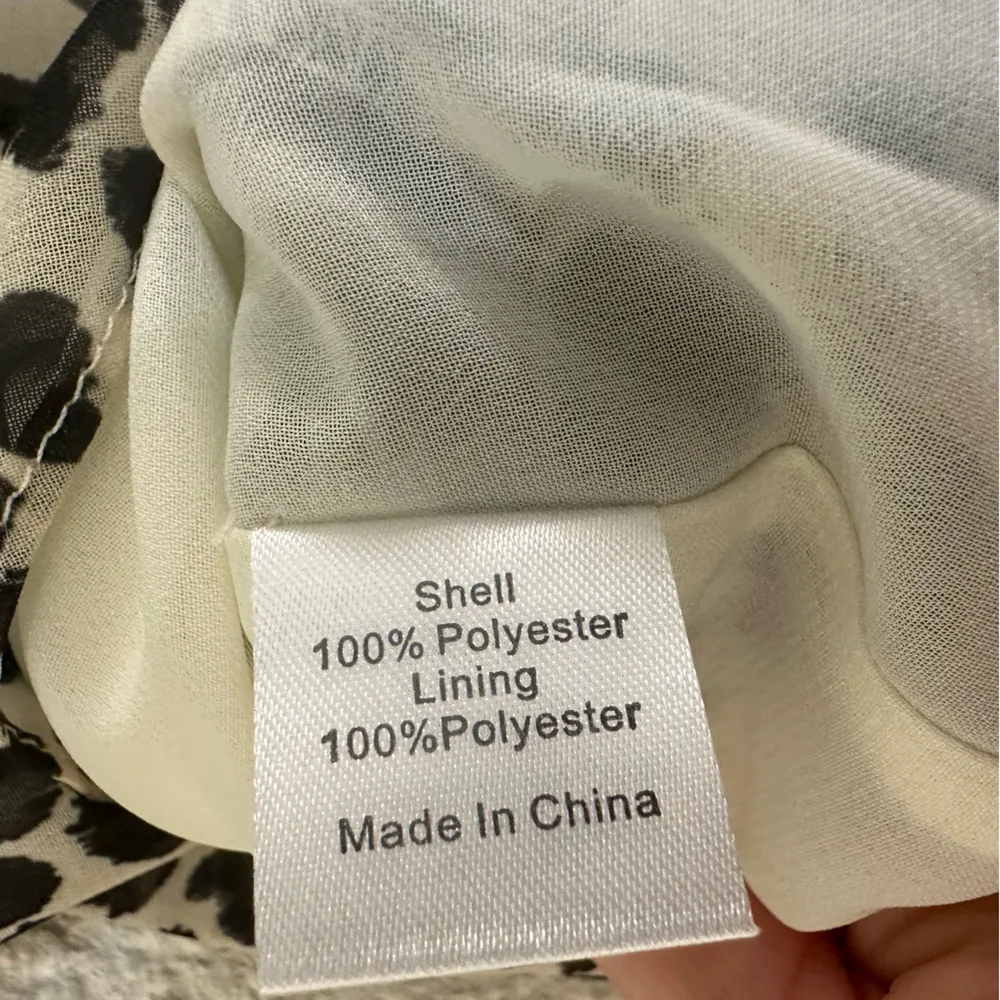 8apart Artemis Animal Print Chiffon Wrap Look Ruffled Fully Lined Mini Medium Black - Image 13